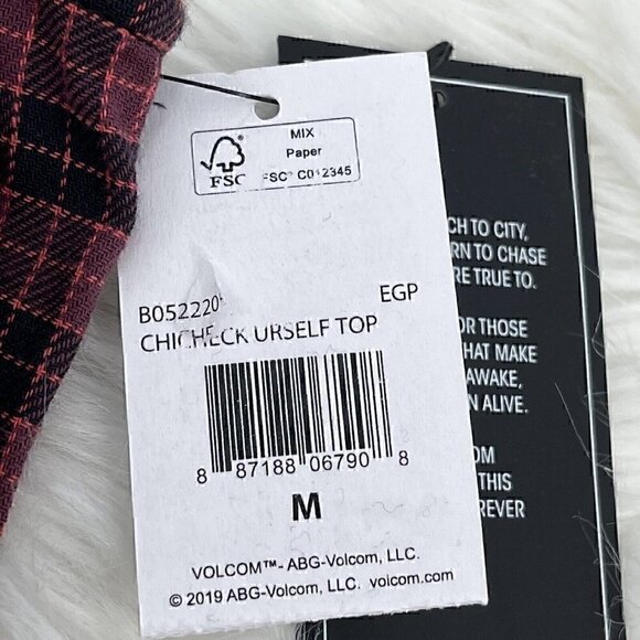 NEW Volcom Chicheck Urself Top Women's Size 8 Medium Cropped Fitted Tube Top - Picture 8 of 10